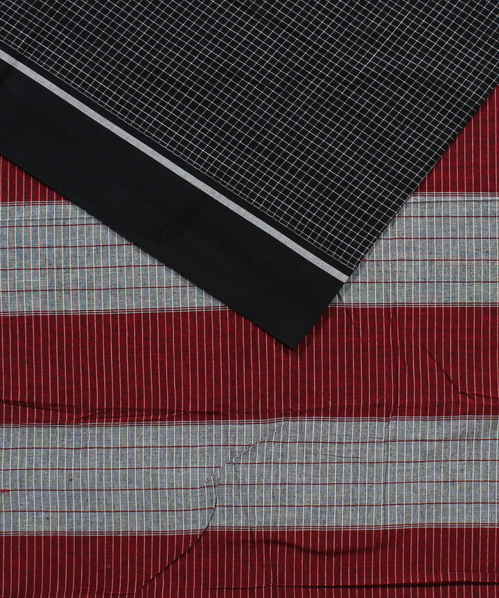 Black white checks cotton handwoven hubli saree