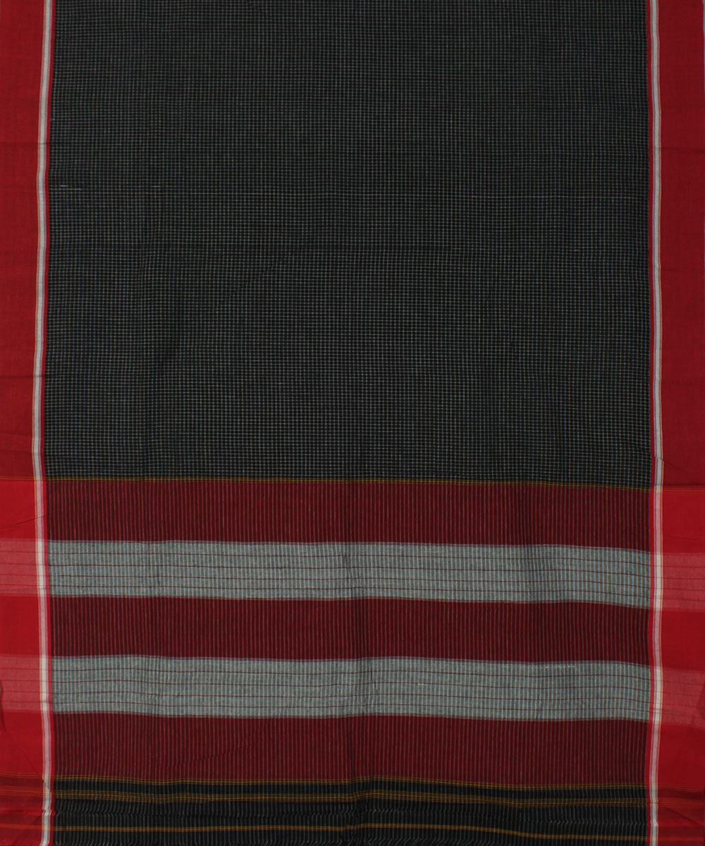 Black white checks with red border cotton handwoven hubli saree