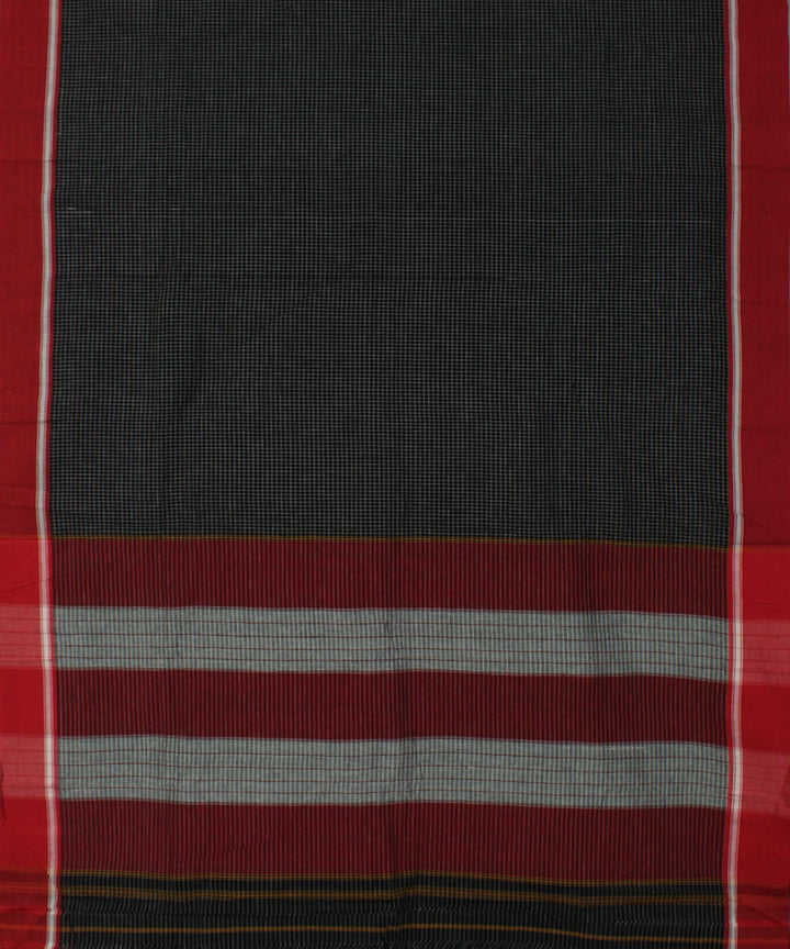 Black white checks with red border cotton handwoven hubli saree