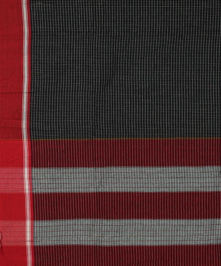 Black white checks with red border cotton handwoven hubli saree