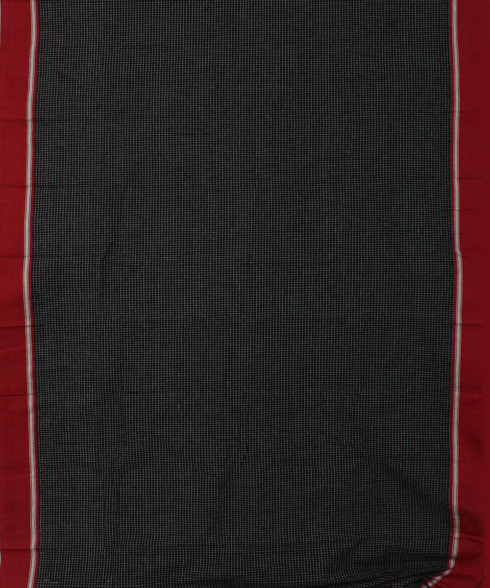 Black white checks with red border cotton handwoven hubli saree