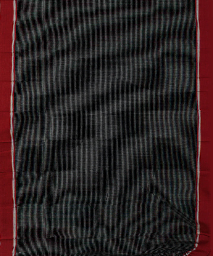 Black white checks with red border cotton handwoven hubli saree