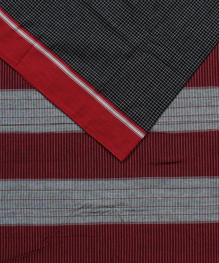Black white checks with red border cotton handwoven hubli saree