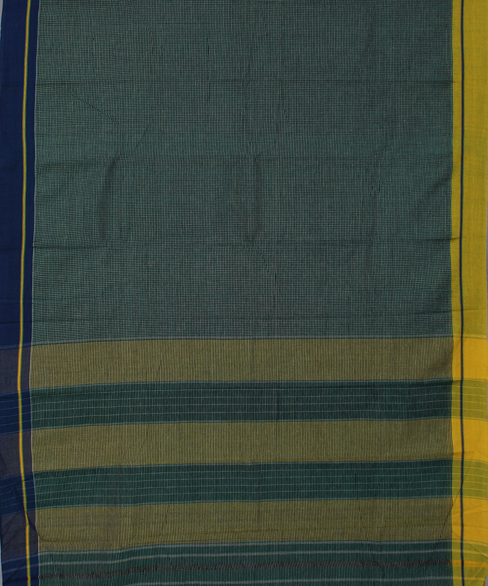 Green grey and white checks cotton handwoven hubli saree