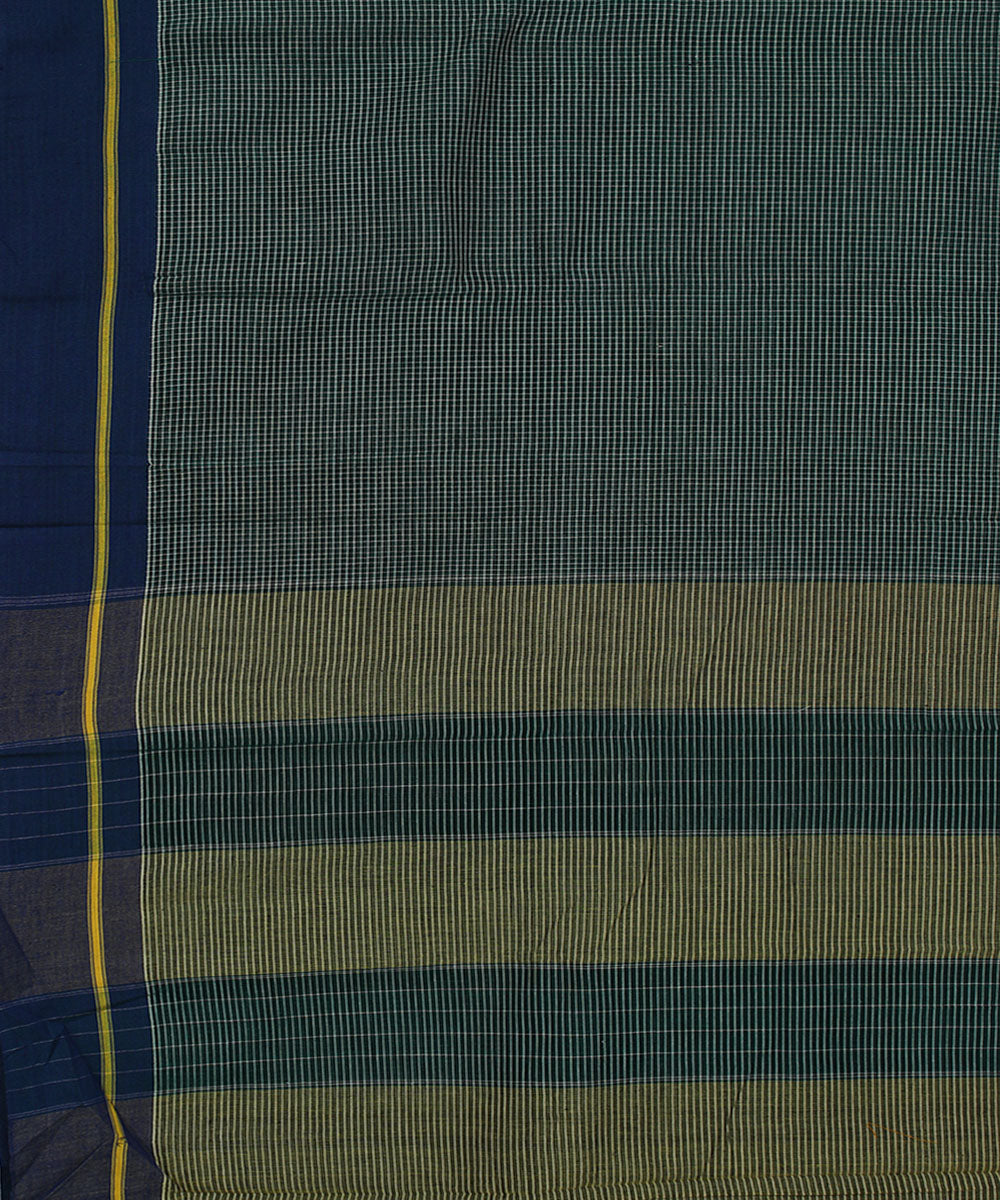 Green grey and white checks cotton handwoven hubli saree