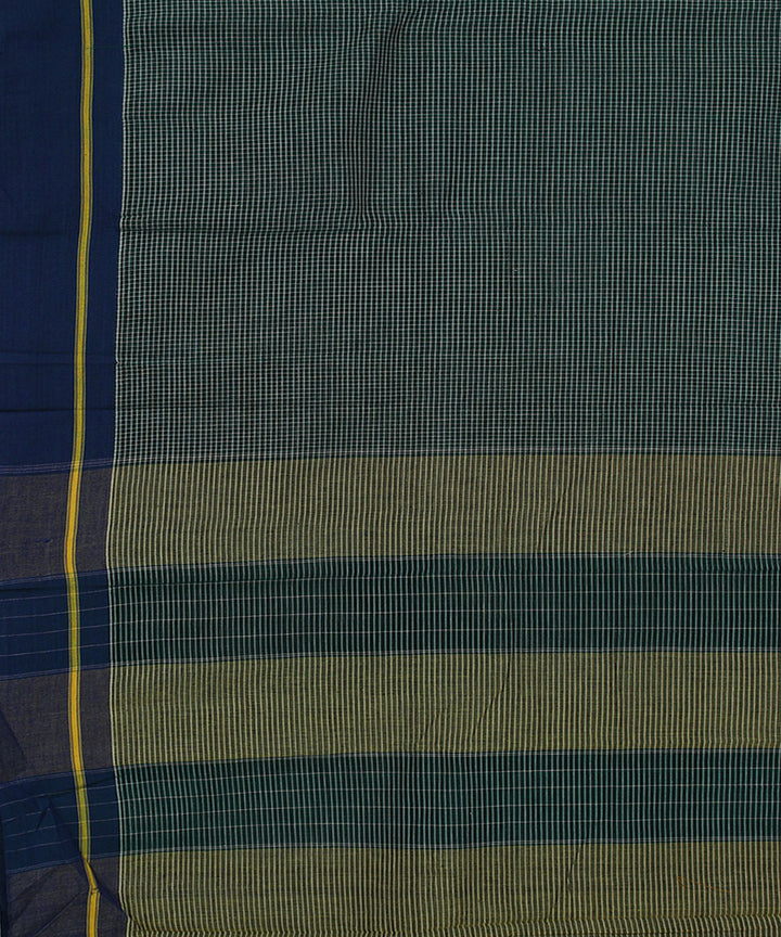 Green grey and white checks cotton handwoven hubli saree