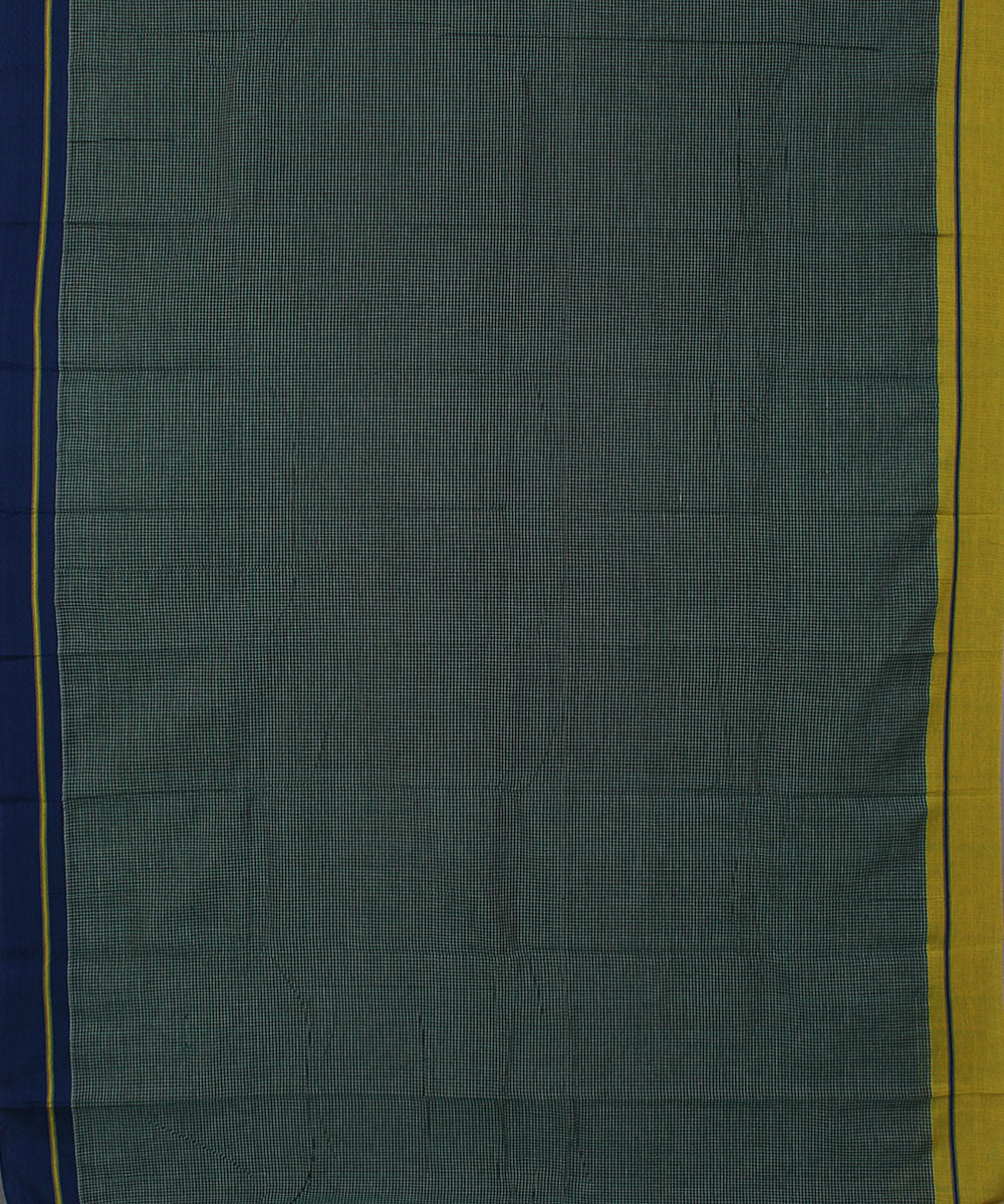 Green grey and white checks cotton handwoven hubli saree