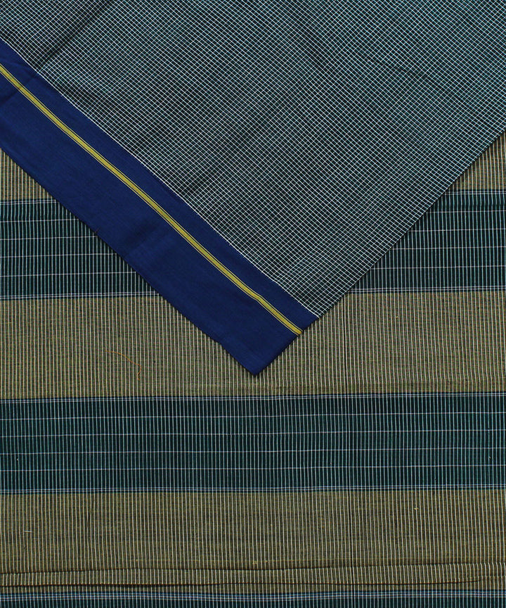 Green grey and white checks cotton handwoven hubli saree