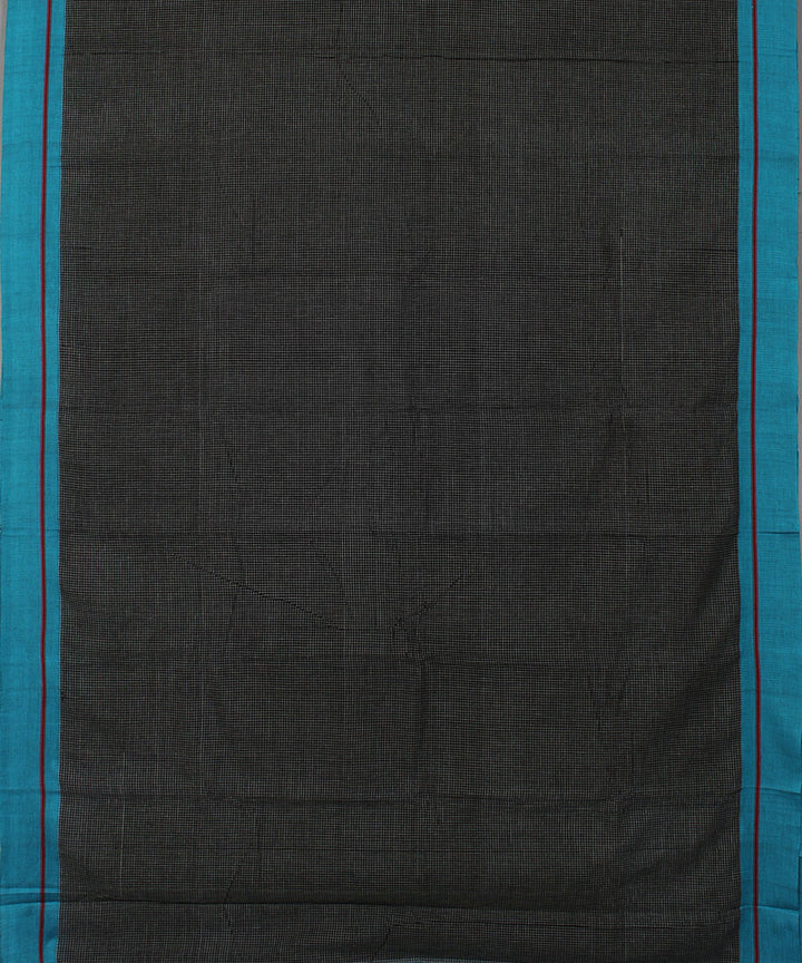 Black white checks with blue borders cotton handwoven hubli saree