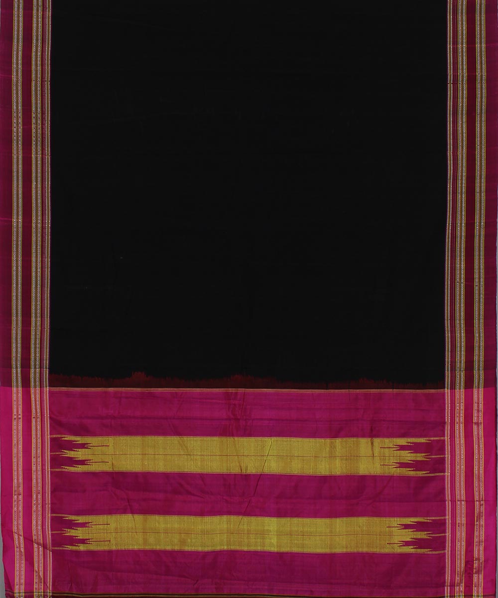 Black pink art silk and cotton handwoven gayathri ilkal saree