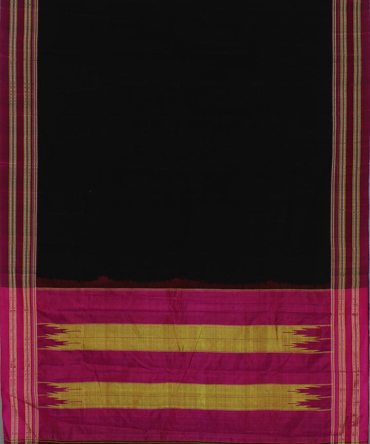 Black pink art silk and cotton handwoven gayathri ilkal saree
