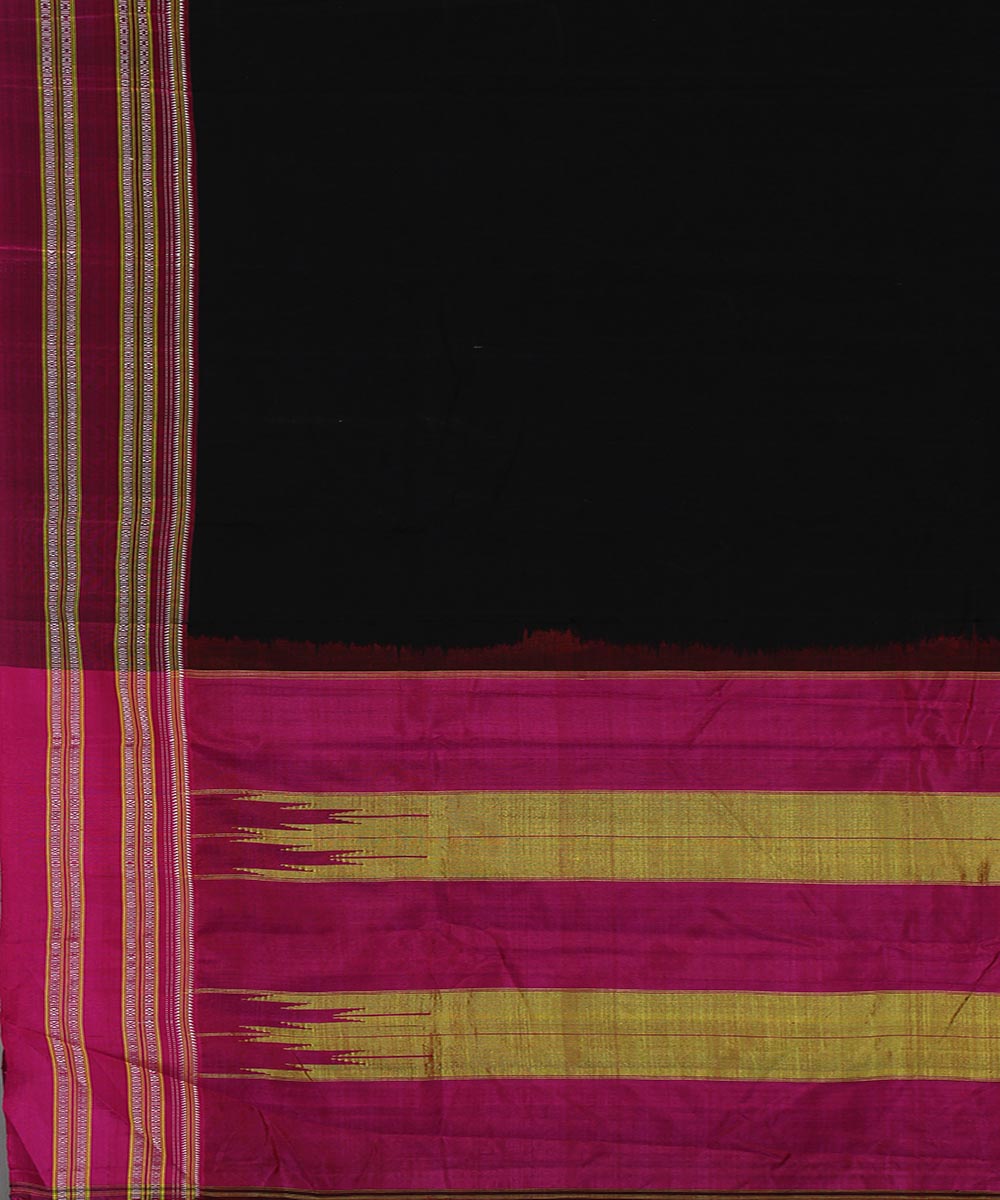 Black pink art silk and cotton handwoven gayathri ilkal saree