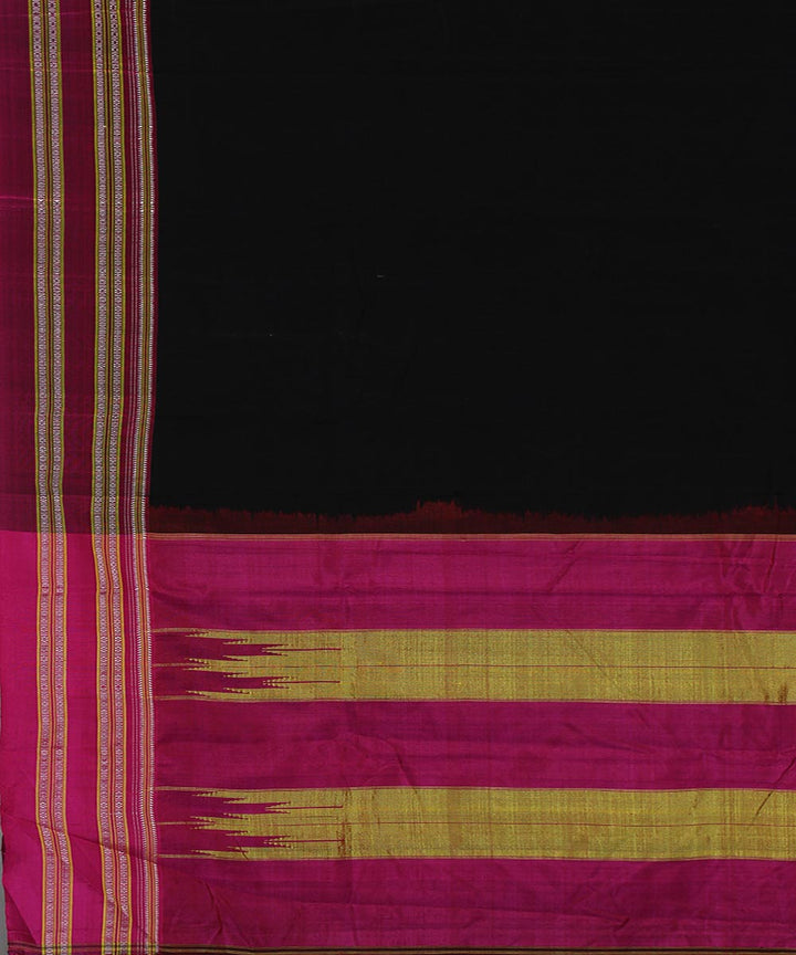Black pink art silk and cotton handwoven gayathri ilkal saree