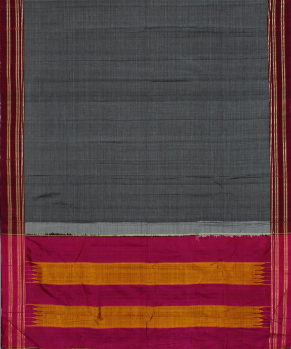 Grey pink art silk and cotton handwoven gomi dadi ilkal saree