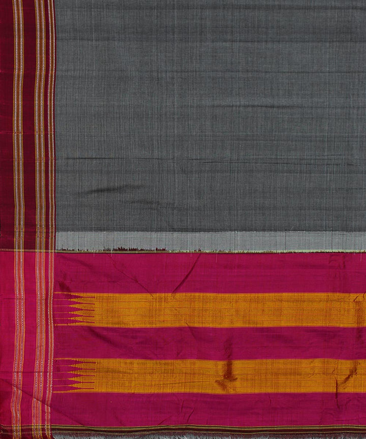 Grey pink art silk and cotton handwoven gomi dadi ilkal saree