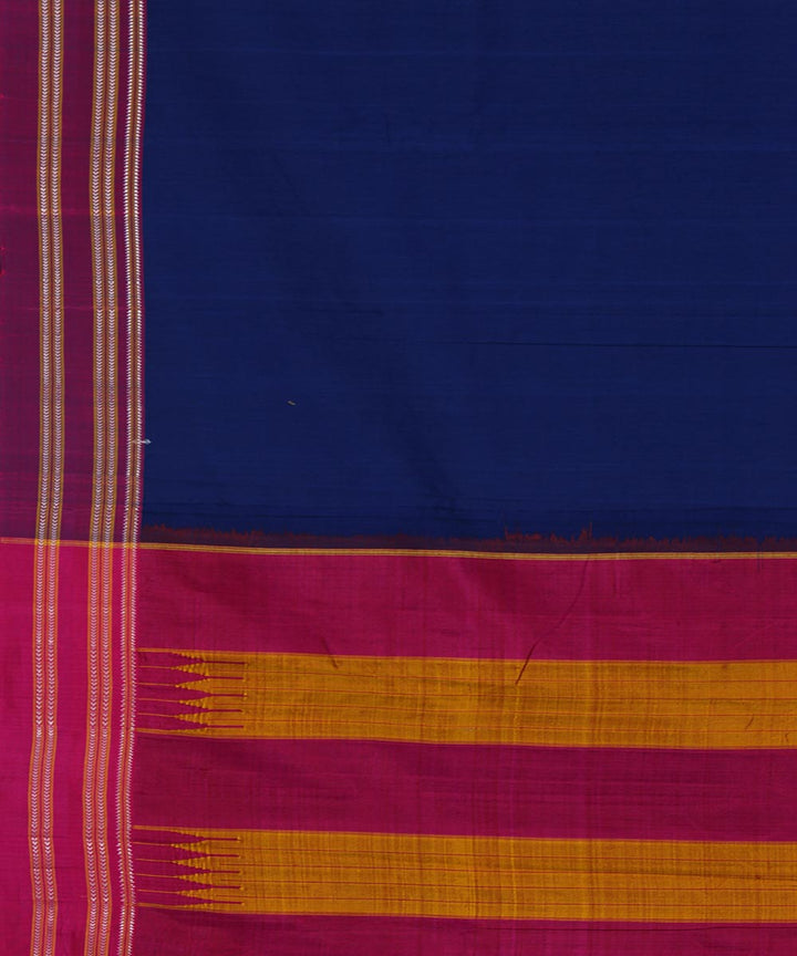 Blue pink art silk and cotton handwoven gomi dadi ilkal saree