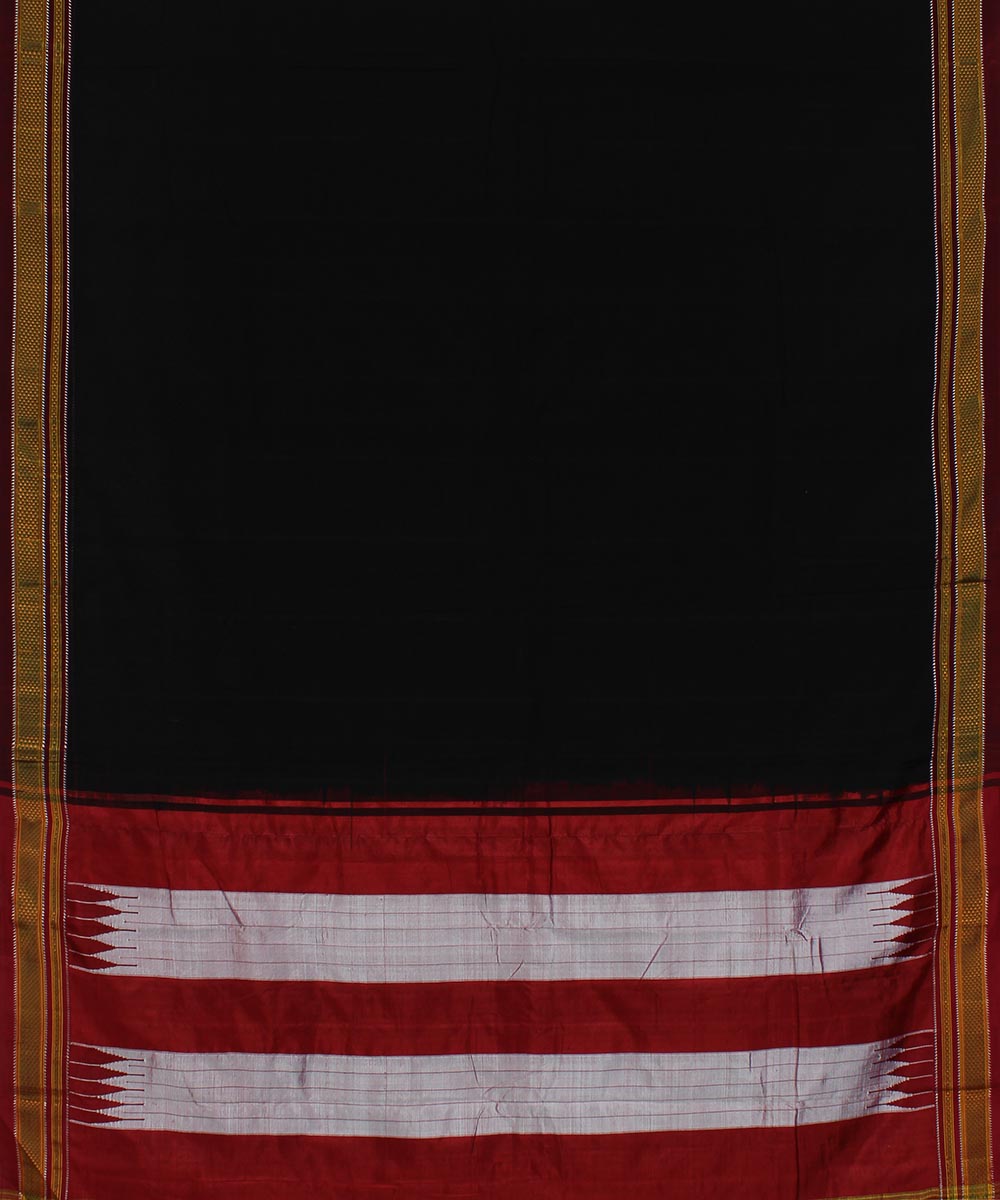 Black maroon art silk and cotton handwoven chikki paras ilkal saree