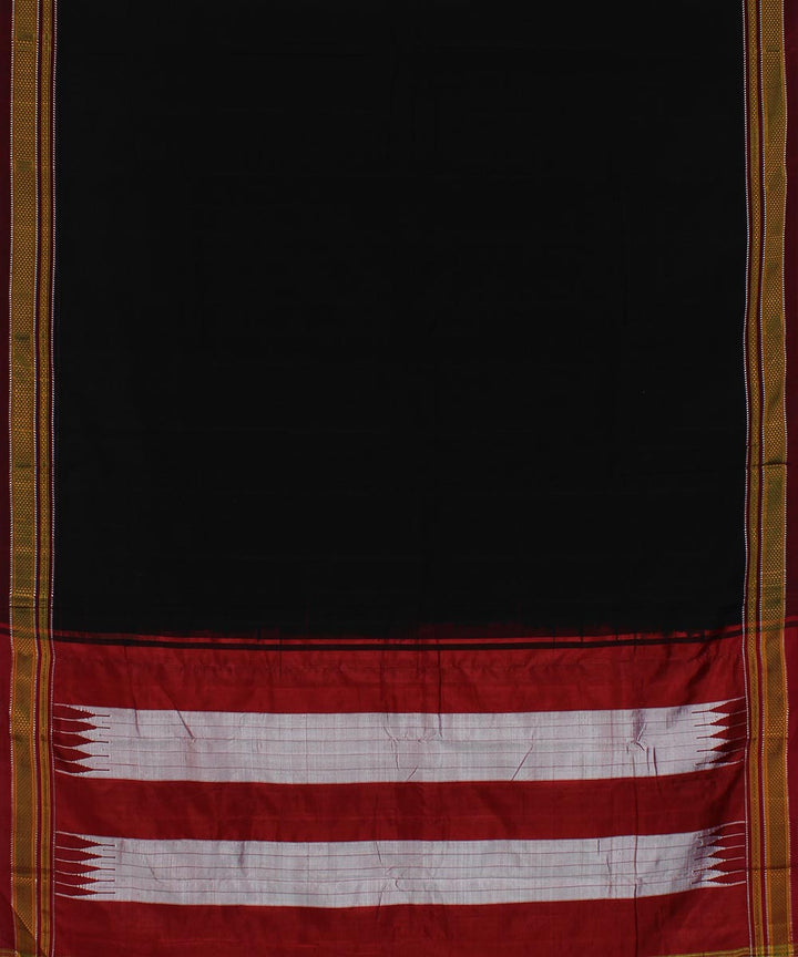 Black maroon art silk and cotton handwoven chikki paras ilkal saree