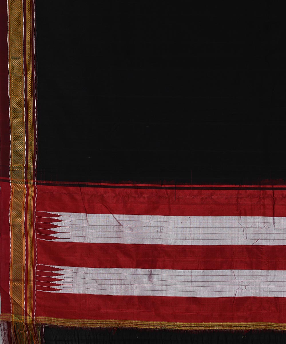 Black maroon art silk and cotton handwoven chikki paras ilkal saree