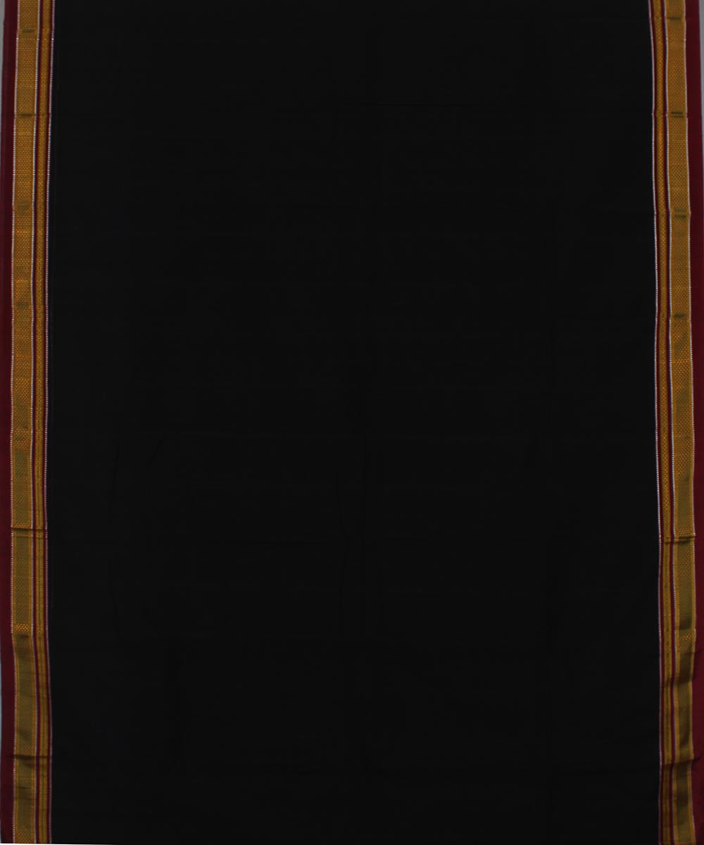 Black maroon art silk and cotton handwoven chikki paras ilkal saree