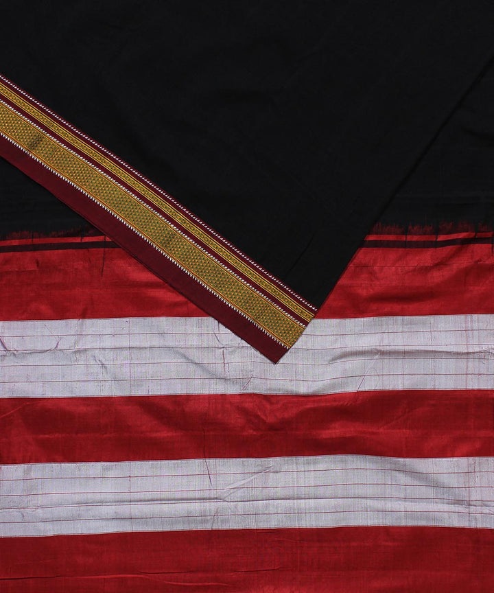 Black maroon art silk and cotton handwoven chikki paras ilkal saree