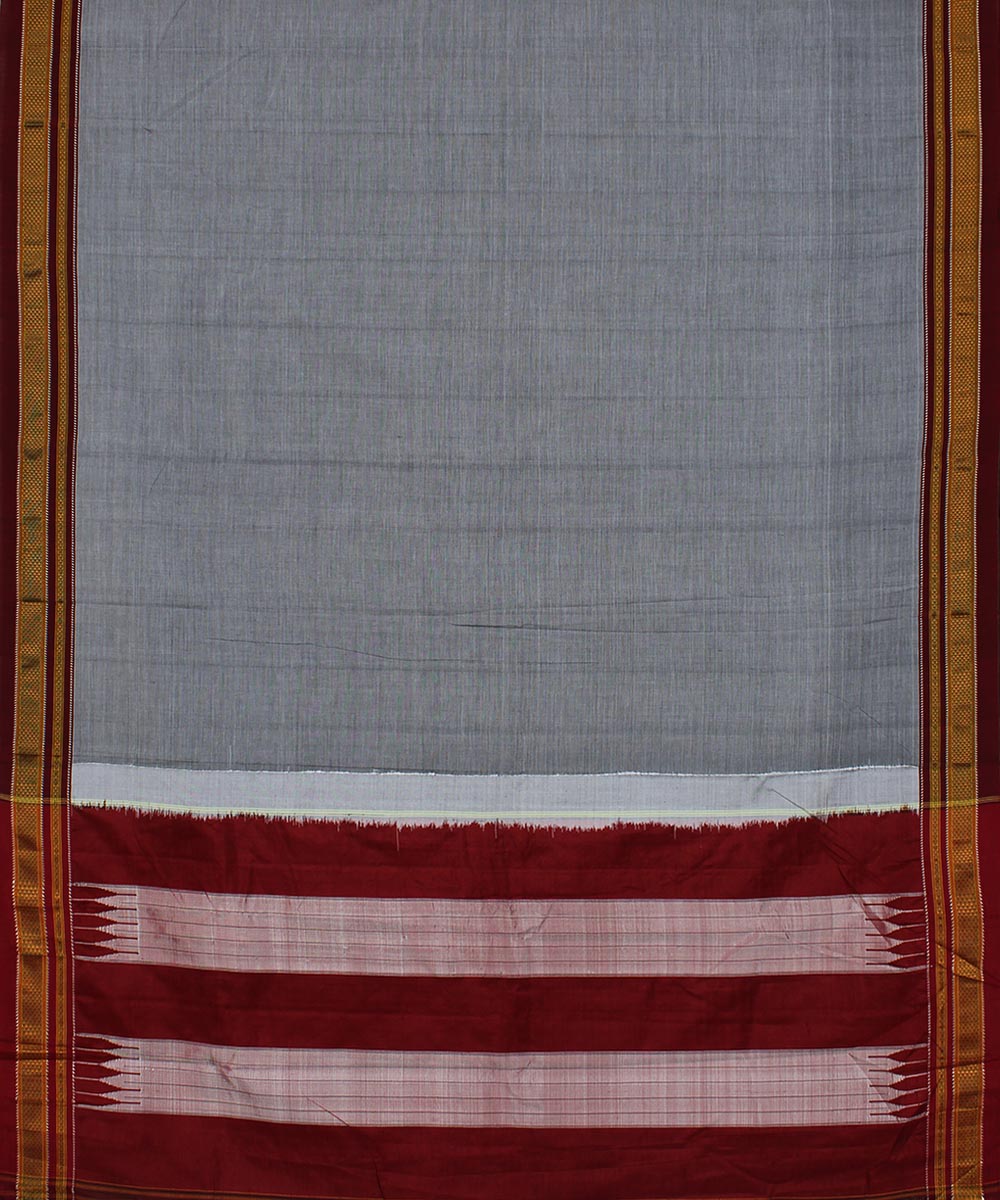 Grey maroon art silk and cotton handwoven chikki paras ilkal saree