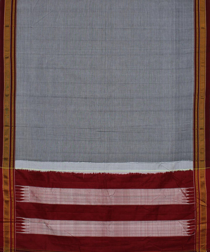 Grey maroon art silk and cotton handwoven chikki paras ilkal saree