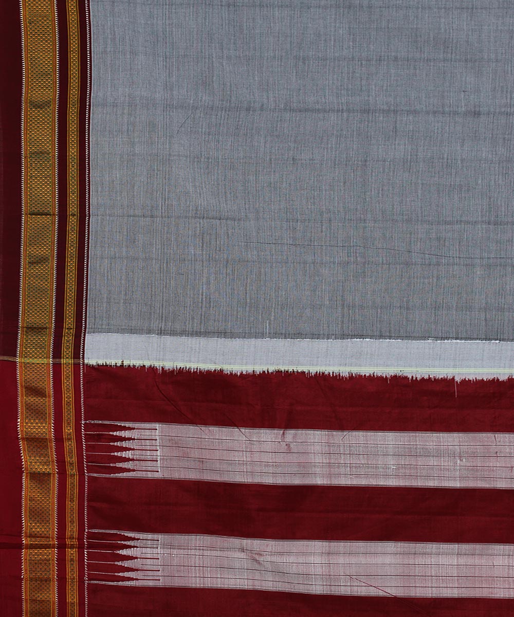 Grey maroon art silk and cotton handwoven chikki paras ilkal saree