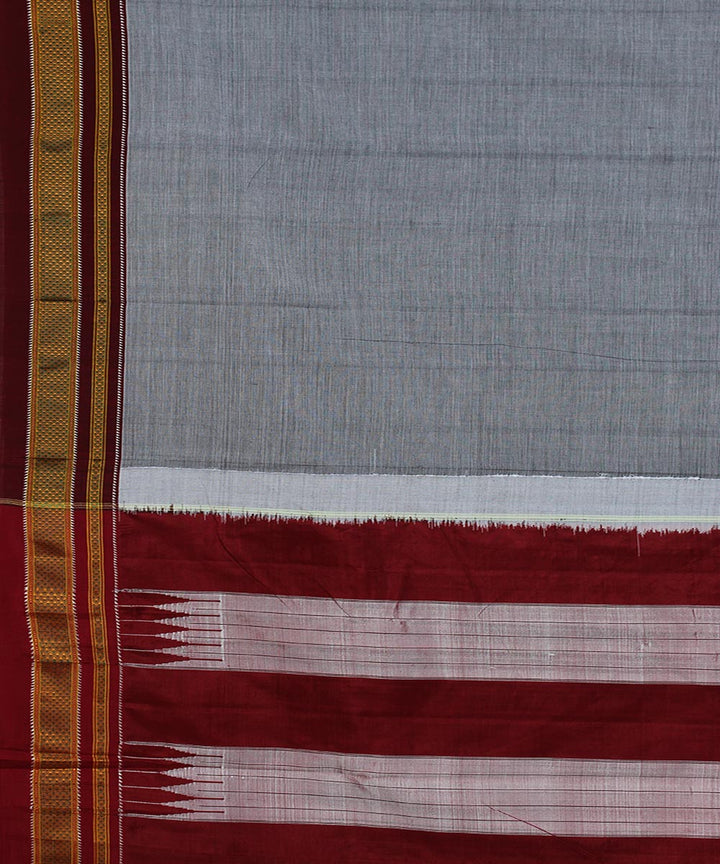 Grey maroon art silk and cotton handwoven chikki paras ilkal saree