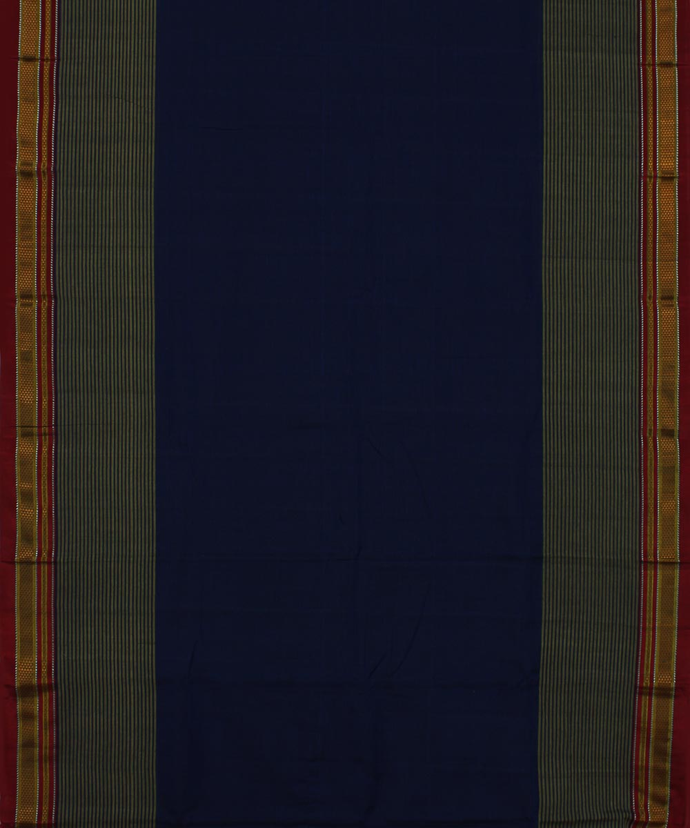 Blue olive green art silk and cotton handloom chikki paras ilkal saree