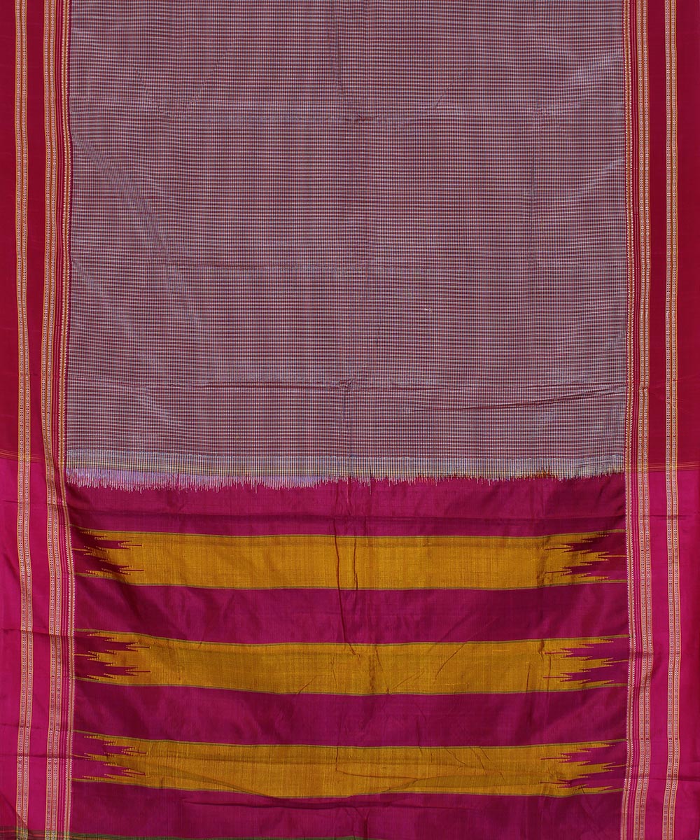 Mauve checks art silk and cotton handwoven gayathri ilkal saree