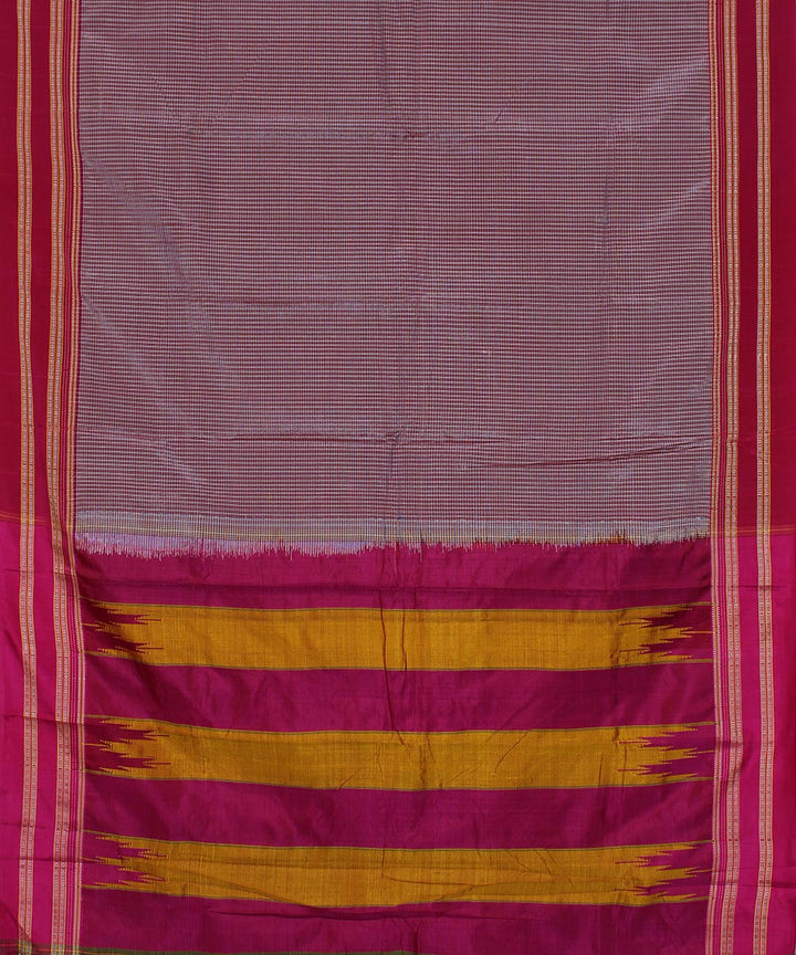 Mauve checks art silk and cotton handwoven gayathri ilkal saree