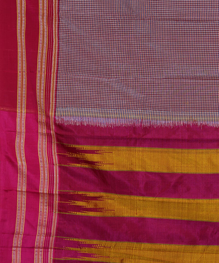 Mauve checks art silk and cotton handwoven gayathri ilkal saree