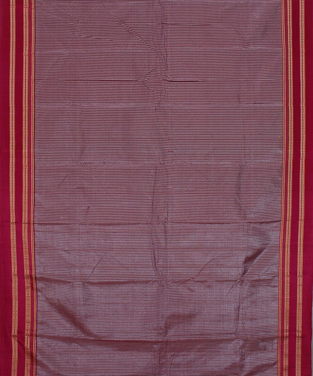 Mauve checks art silk and cotton handwoven gayathri ilkal saree