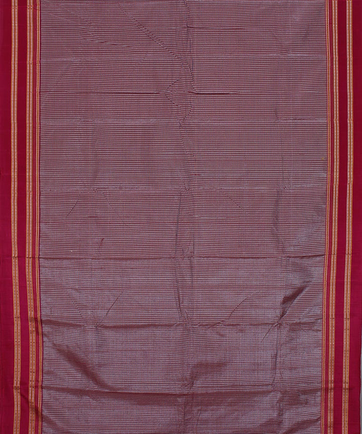 Mauve checks art silk and cotton handwoven gayathri ilkal saree