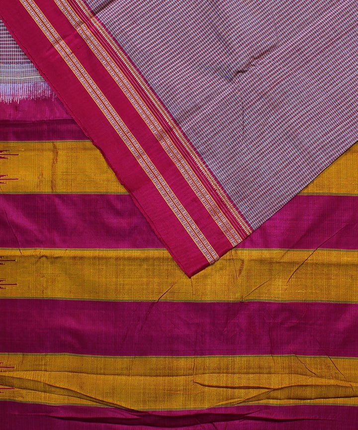 Mauve checks art silk and cotton handwoven gayathri ilkal saree
