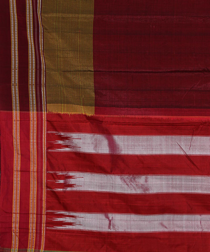 Maroon olive green art silk and cotton handwoven gayathri ilkal saree