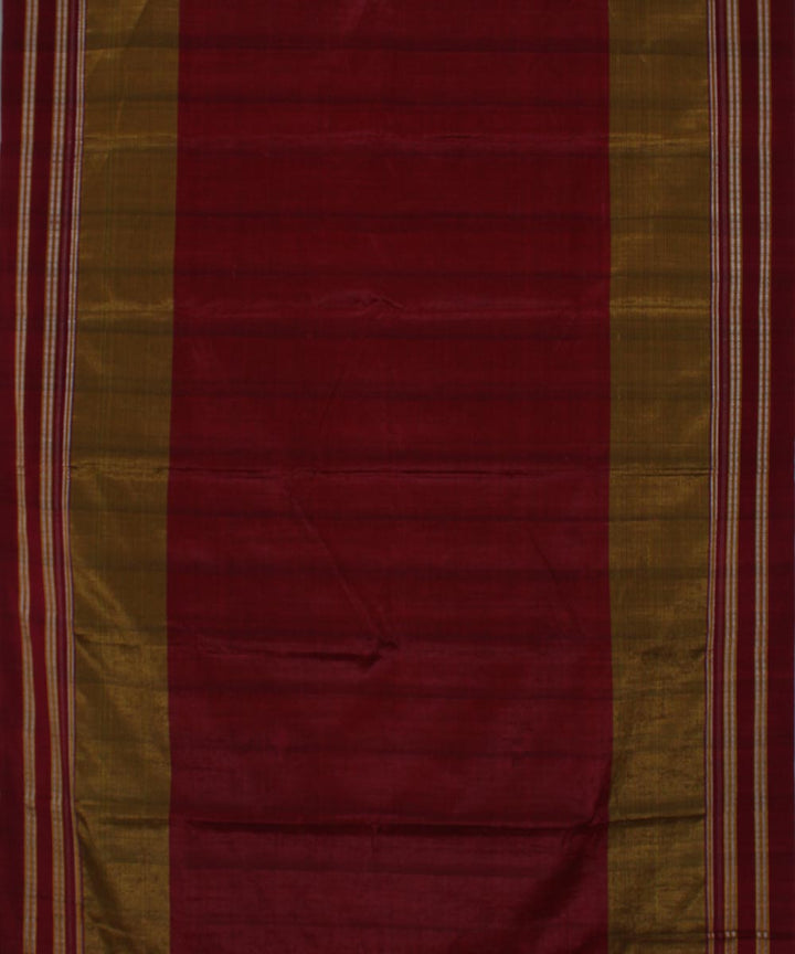Maroon olive green art silk and cotton handwoven gayathri ilkal saree