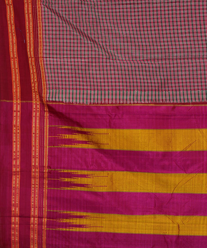 Mauve checks art silk and cotton handloom gayathri ilkal saree