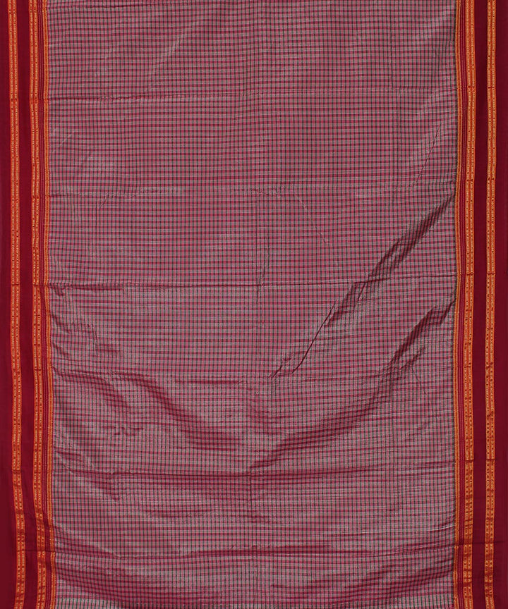 Mauve checks art silk and cotton handloom gayathri ilkal saree