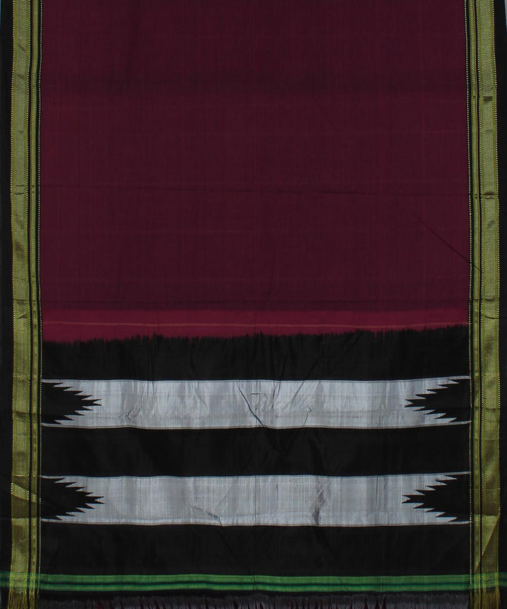 Dark magenta art silk and cotton handwoven chikki paras ilkal saree