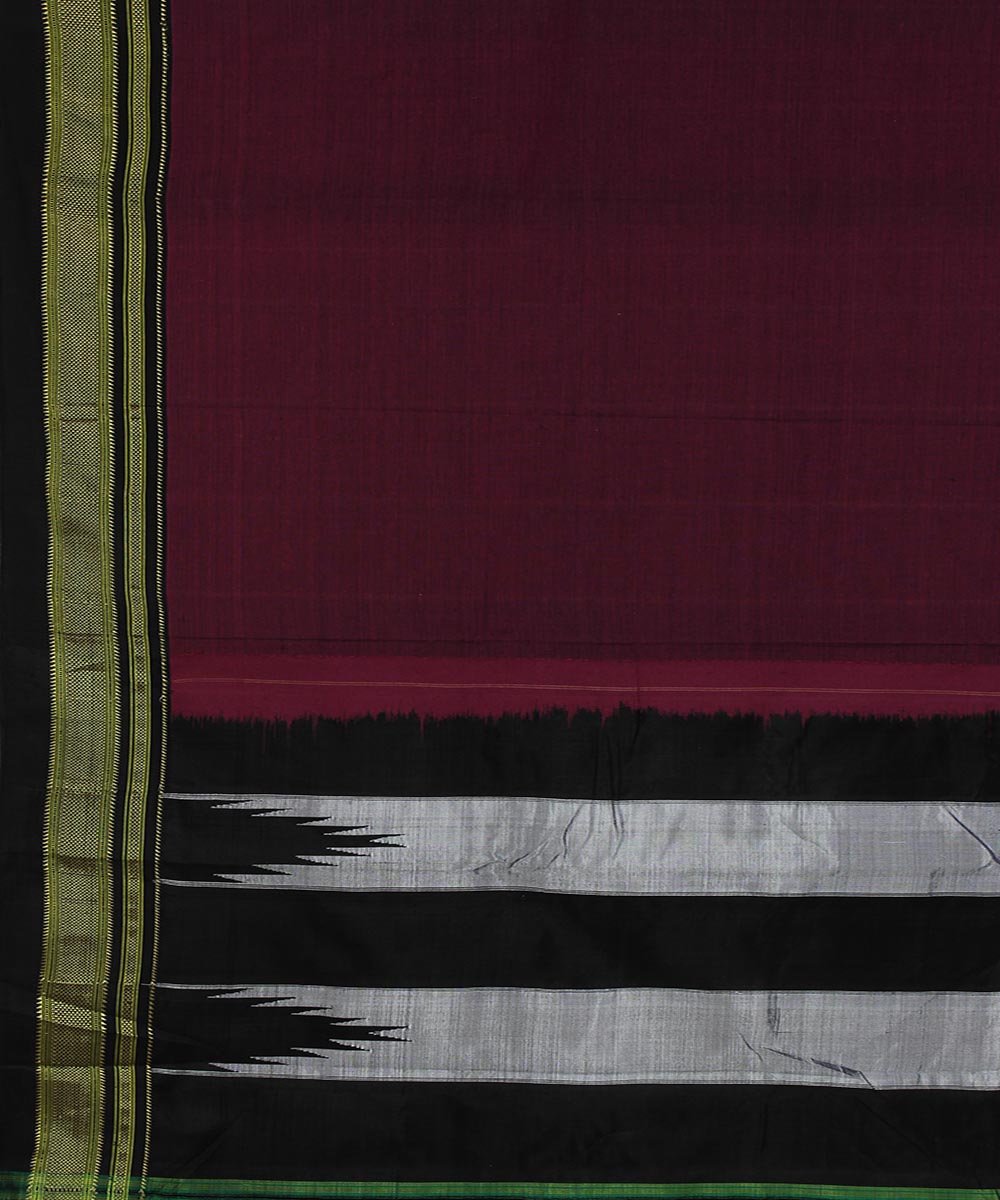 Dark magenta art silk and cotton handwoven chikki paras ilkal saree