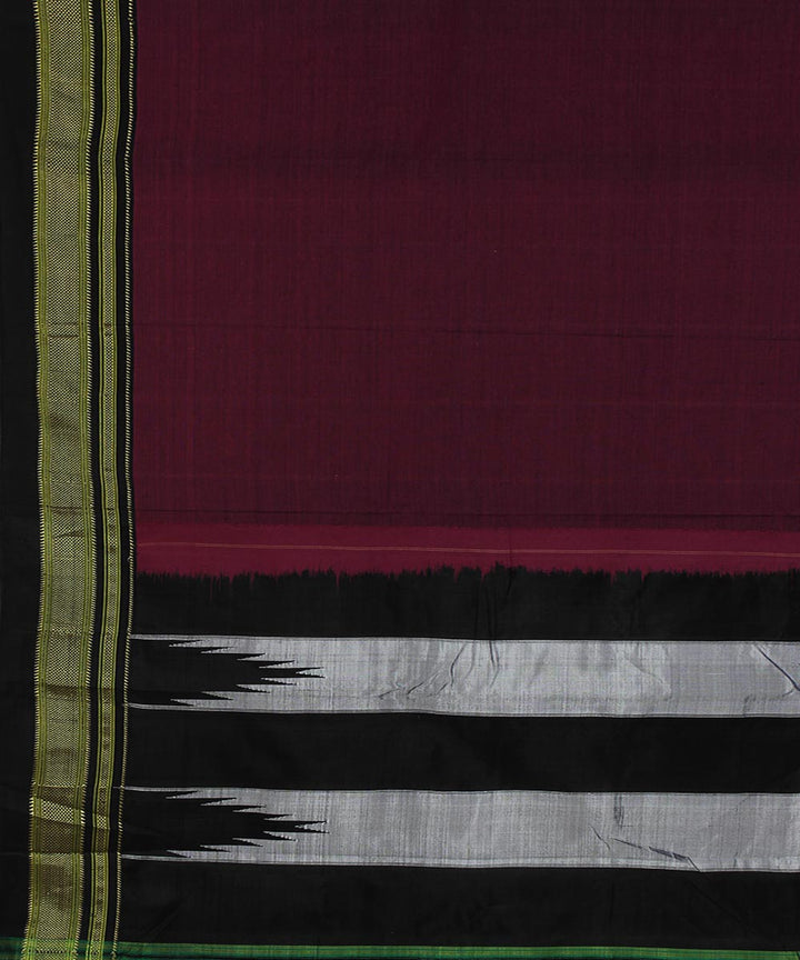 Dark magenta art silk and cotton handwoven chikki paras ilkal saree