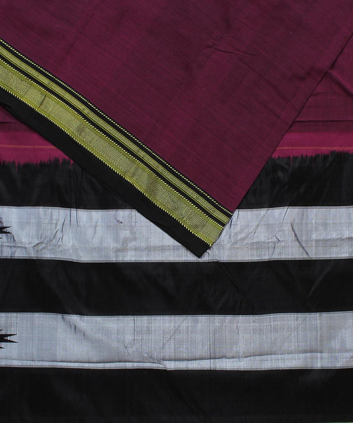 Dark magenta art silk and cotton handwoven chikki paras ilkal saree