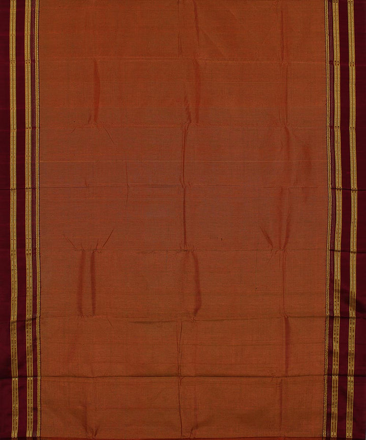 Brown orange micro checks art silk handwoven gayathri ilkal saree