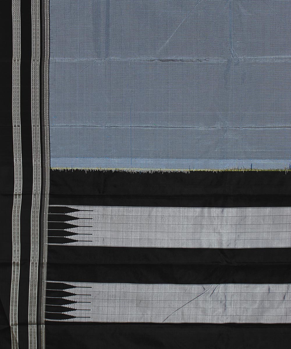 Sky blue white micro checks art silk handwoven gayathri ilkal saree