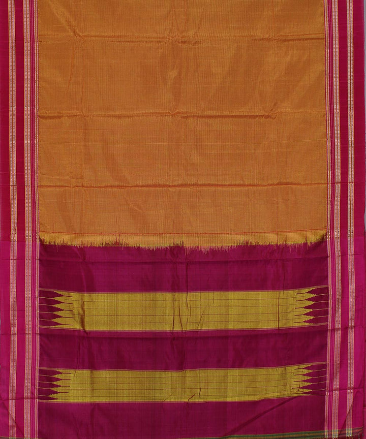Yellow red micro checks art silk handwoven gayathri ilkal saree