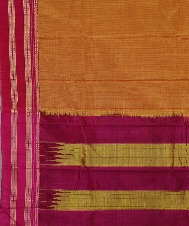 Yellow red micro checks art silk handwoven gayathri ilkal saree