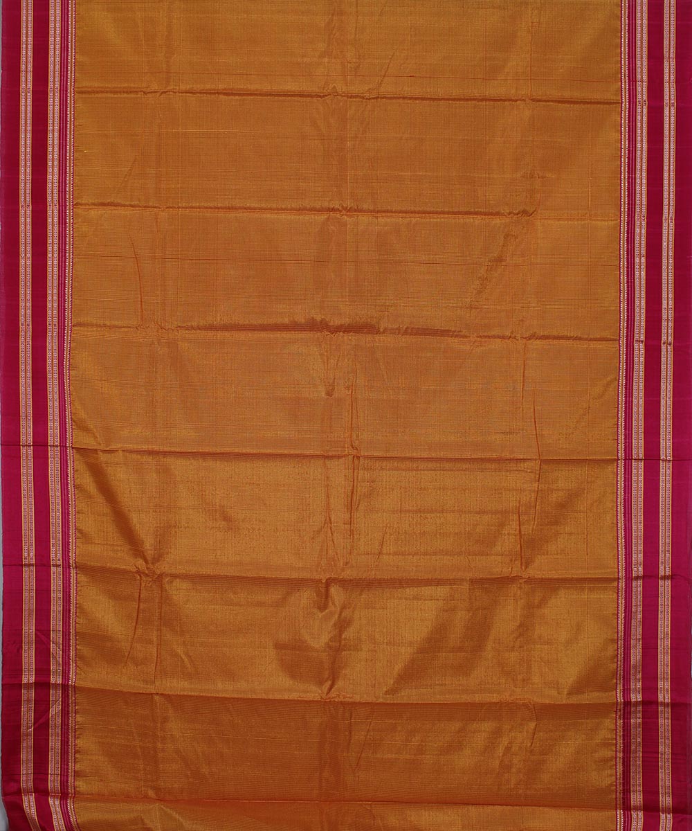 Yellow red micro checks art silk handwoven gayathri ilkal saree