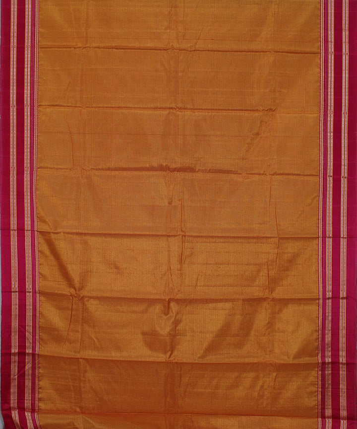Yellow red micro checks art silk handwoven gayathri ilkal saree